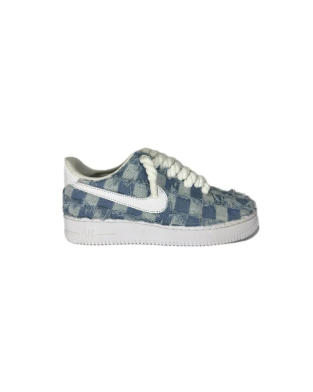 AIR FORCE 1 WHITE CUSTOM ROPE LACES DENIM
